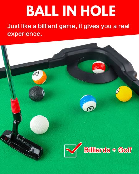 Golf and pool table combination floor game for kids and adults indoors